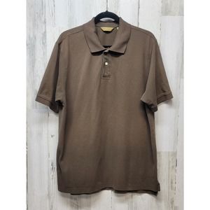 Roundtree Gold Label Shirt Men Large Brown Polo Performance Pique Golf Outdoor